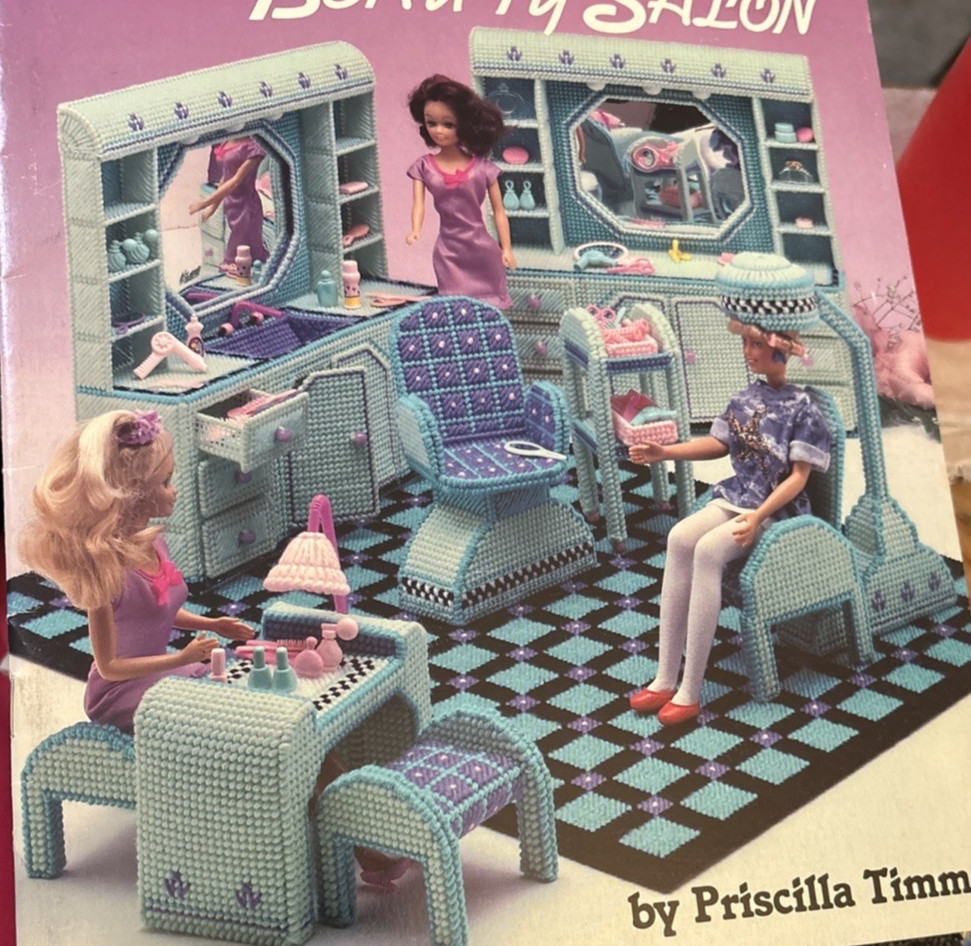 Vtg Rare American school of Needlework Fashion Doll BEAUTY SALON 1991 Bk 3104