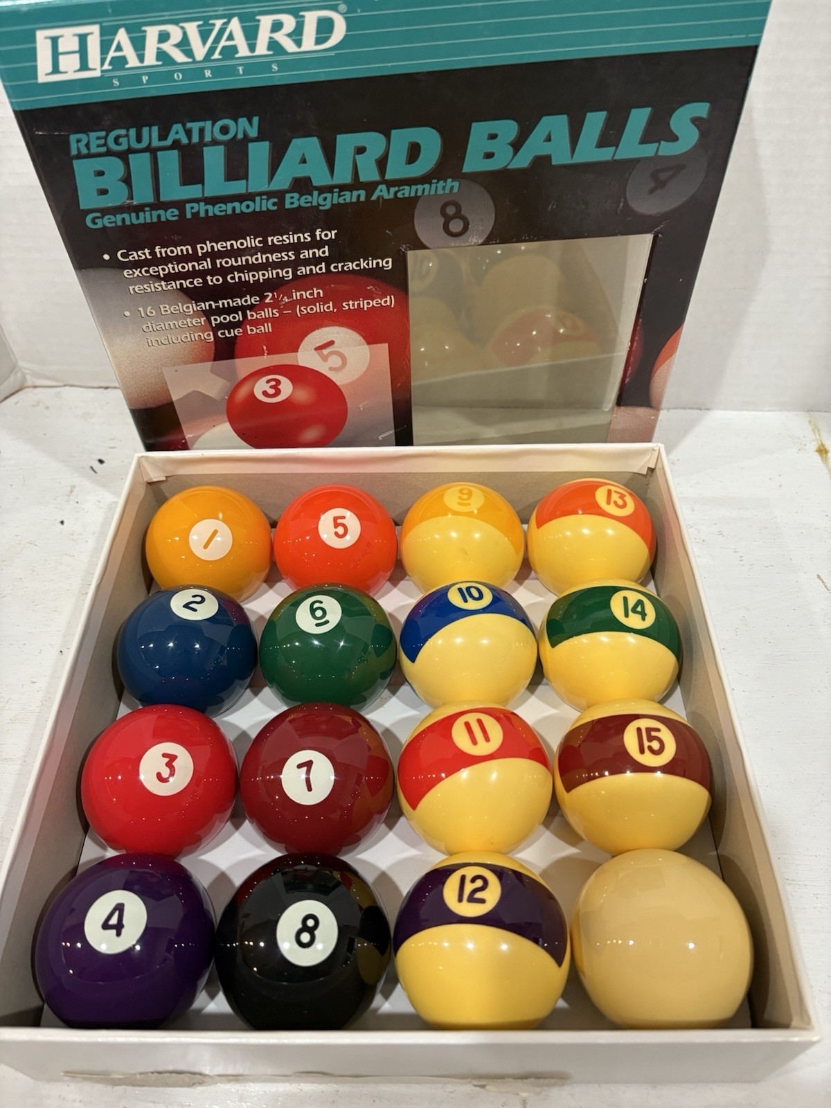 harvard regulation billard balls belgian phenolic aramith 2 1/4" new