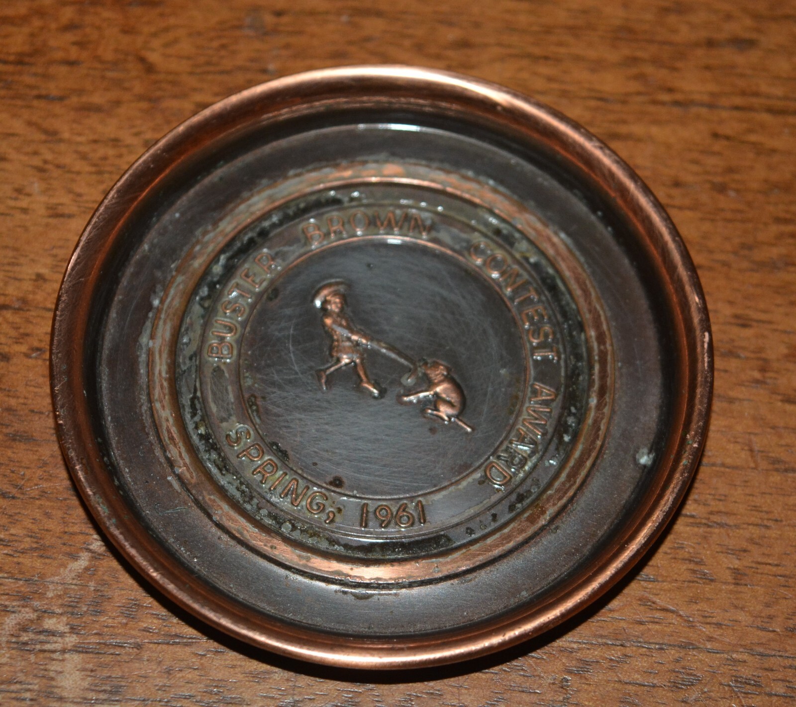 VTG BUSTER BROWN Shoes Contest Award Bronze Medallion Spring 1961 HYDE PARK