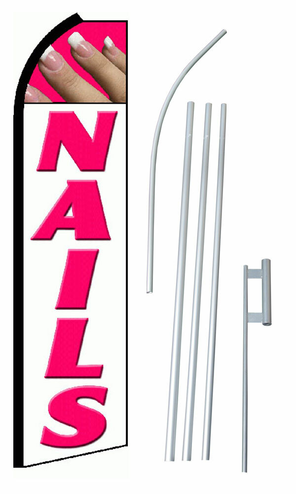 Nails Flag Flutter Feather Banner Swooper Extra Wide Bundle Kit