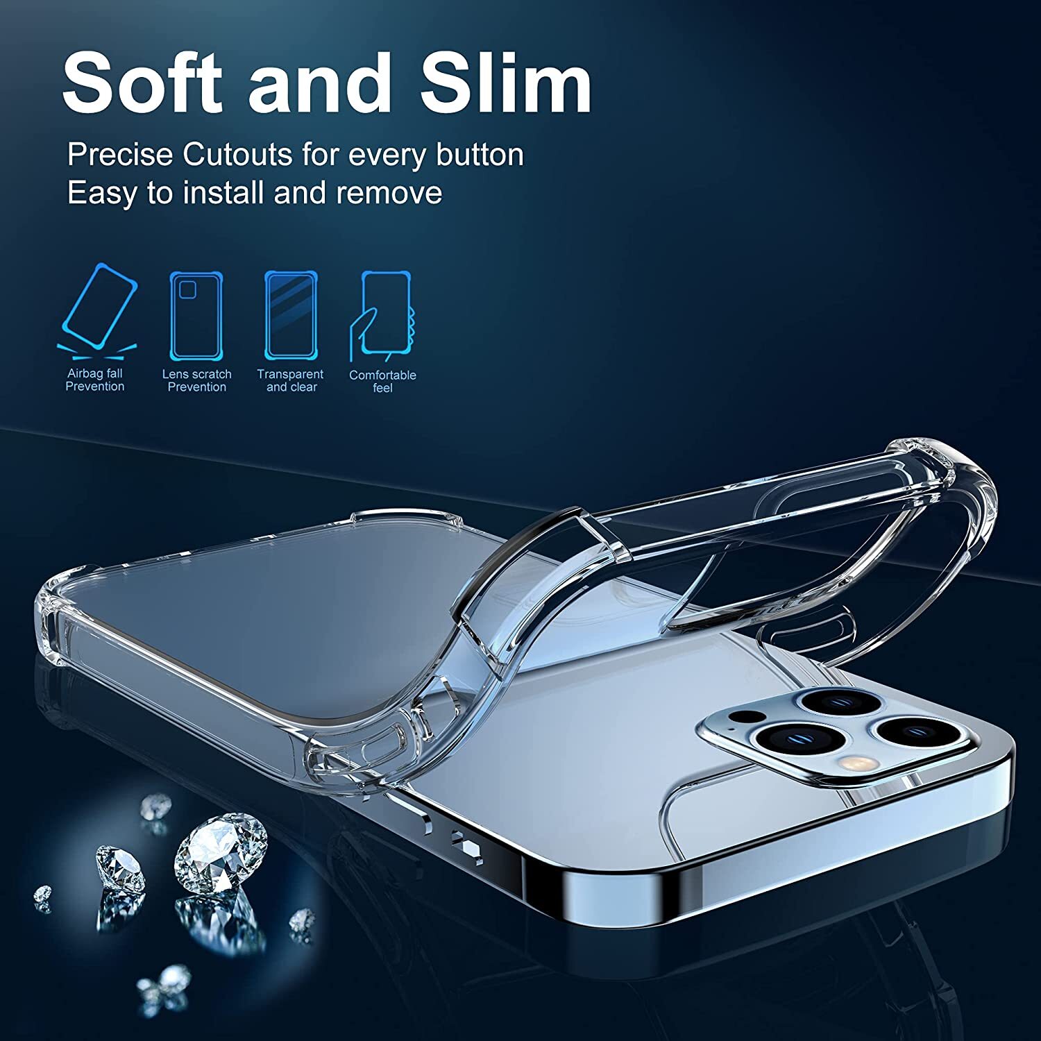 Privacy Tempered Glass Screen Protector & Shockproof Clear Case Cover For iPhone