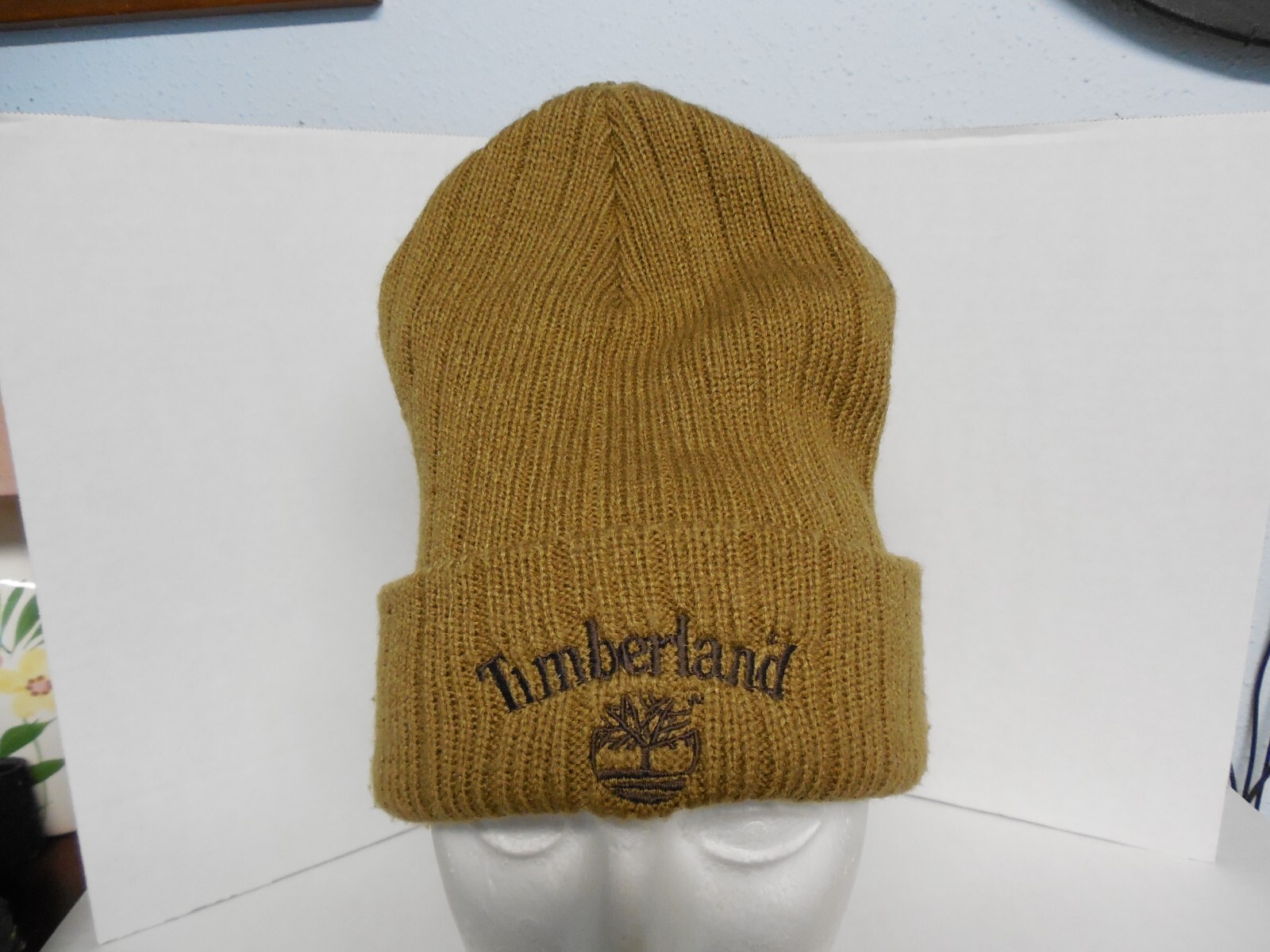 Timberland Men's Embroidered Logo Cuff Ribbed Knit Hat Beanie