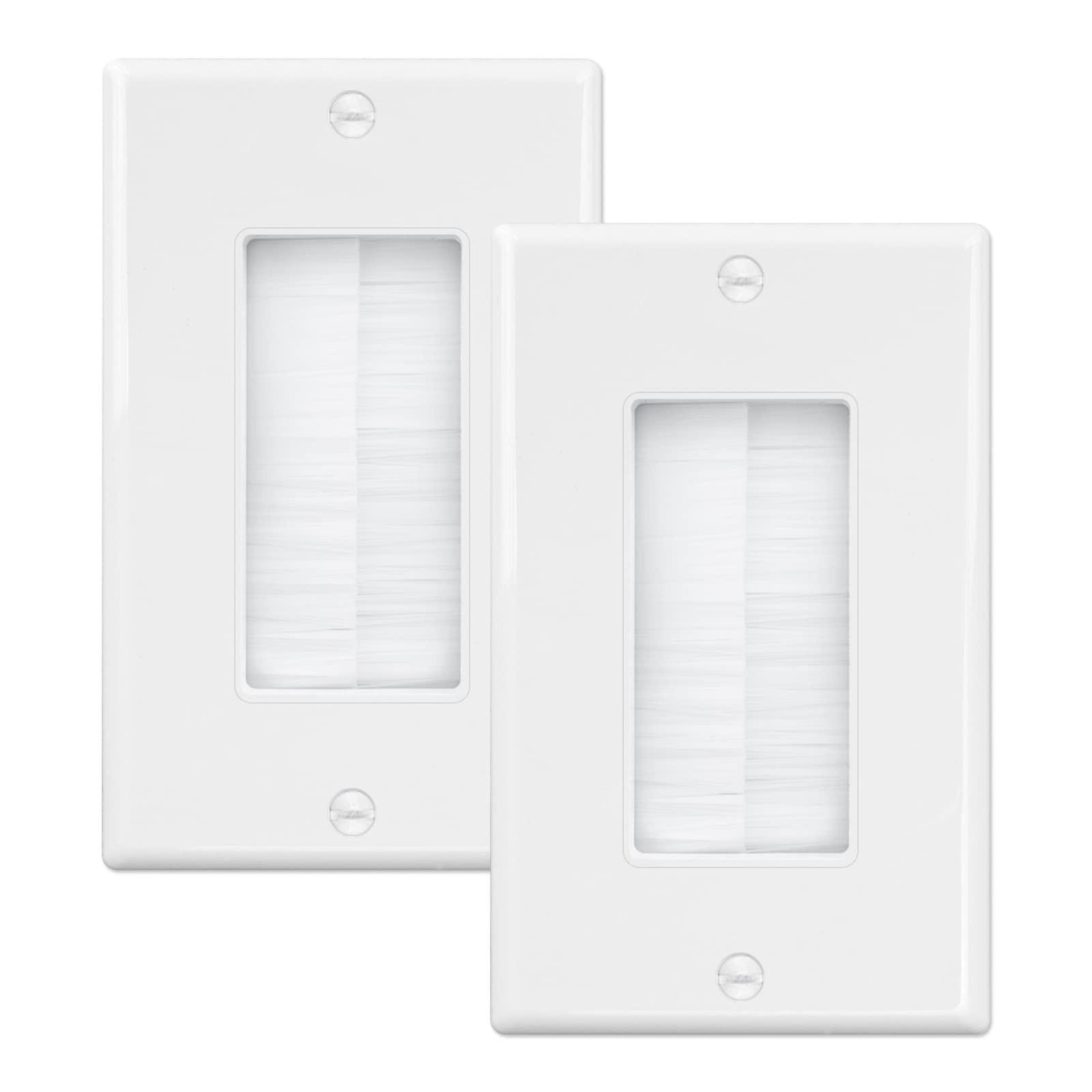 iwillink Brush Wall Plate (2 Pack), Cable Pass Through Plate, 2pack, White