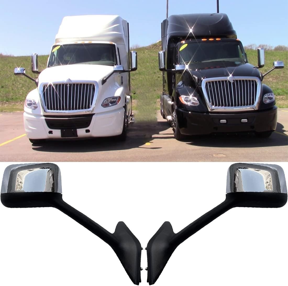 Chrome Hood Mirror Assembly for Truck International LT LT625 2018-2023 LH+ RH