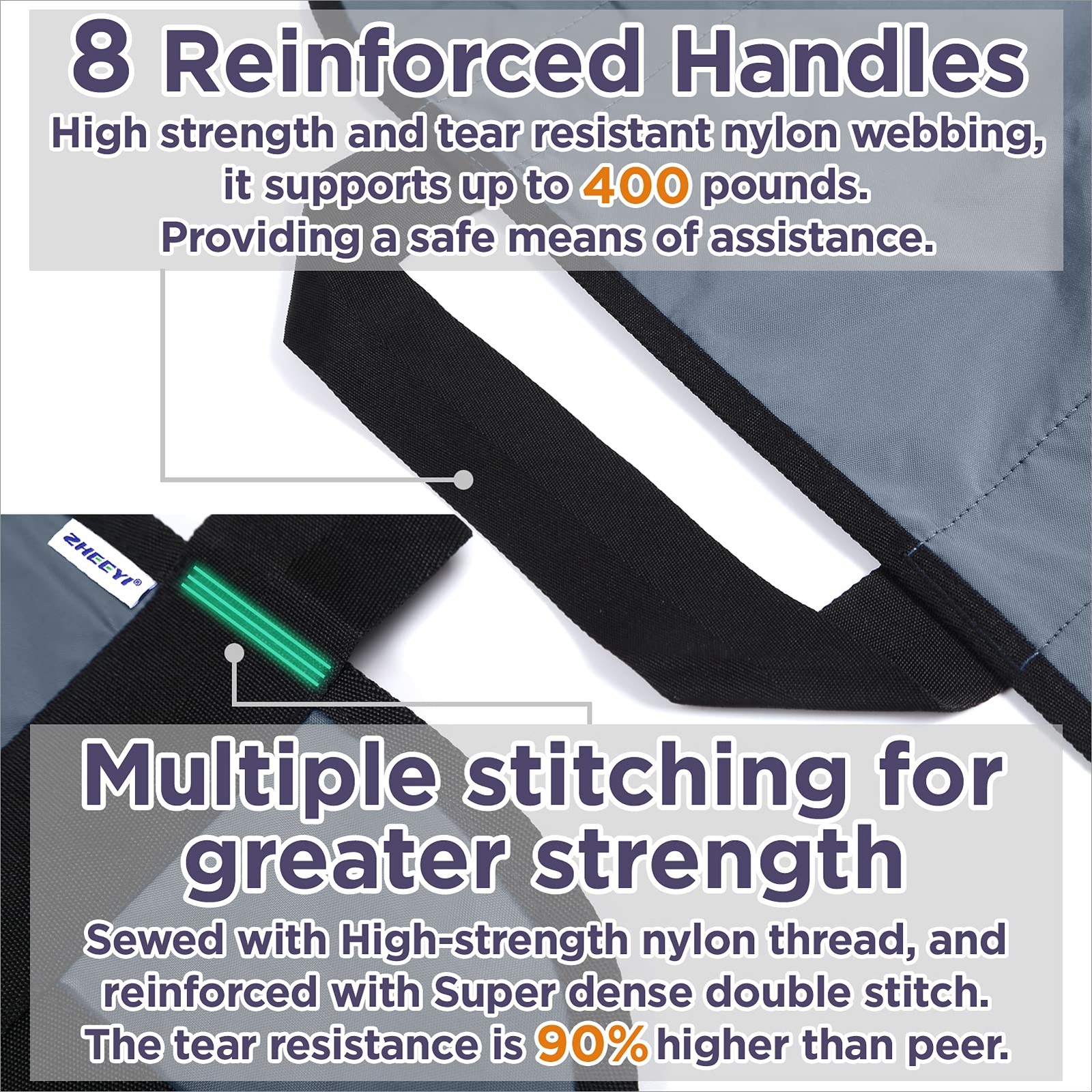 ZHEEYI Multipurpose 48" x 40" Positioning Bed Pad with Reinforced Handles - R...