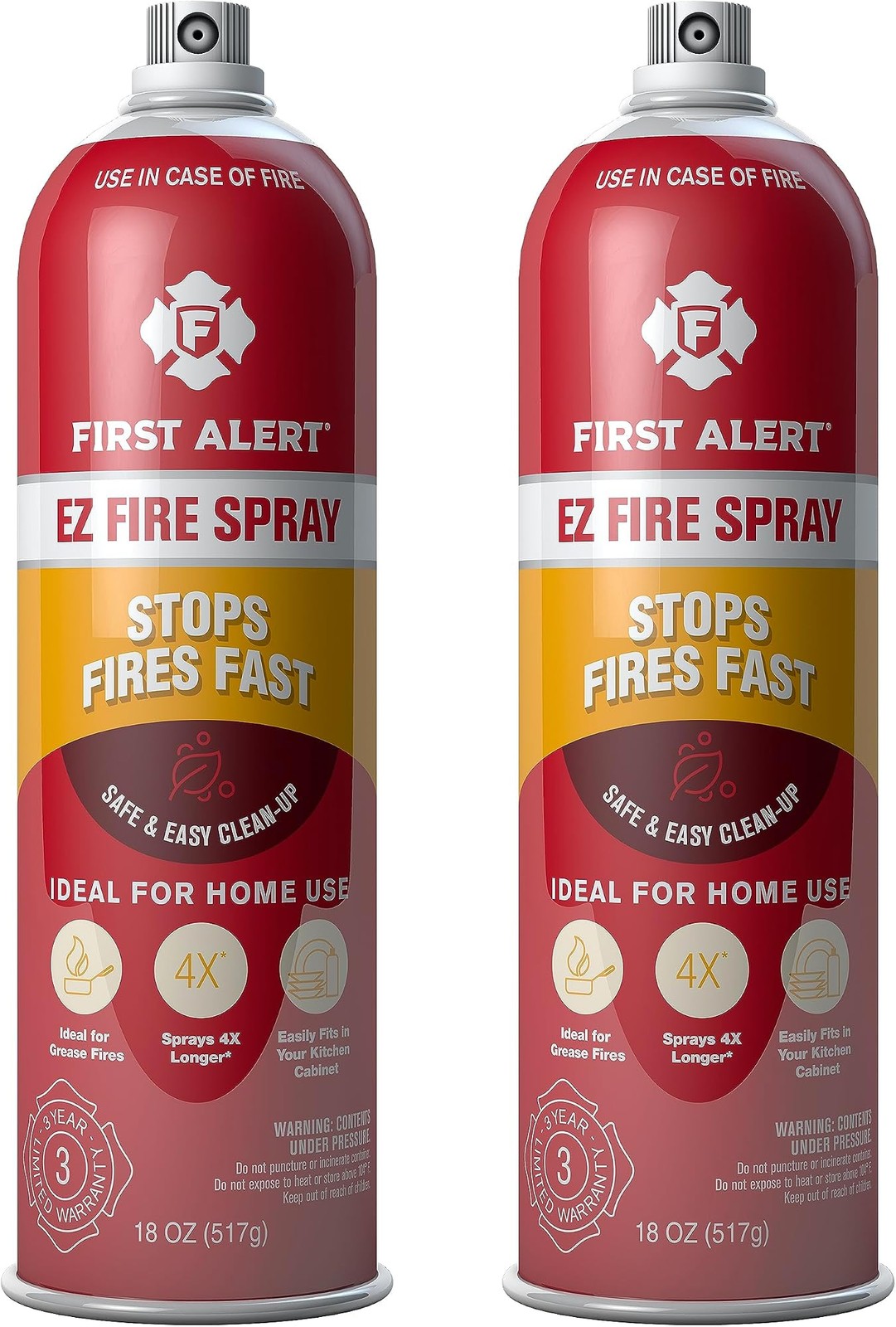First Alert EZ Fire Spray, Extinguishing Aerosol Spray, Pack of 2, AF400-2, R...
