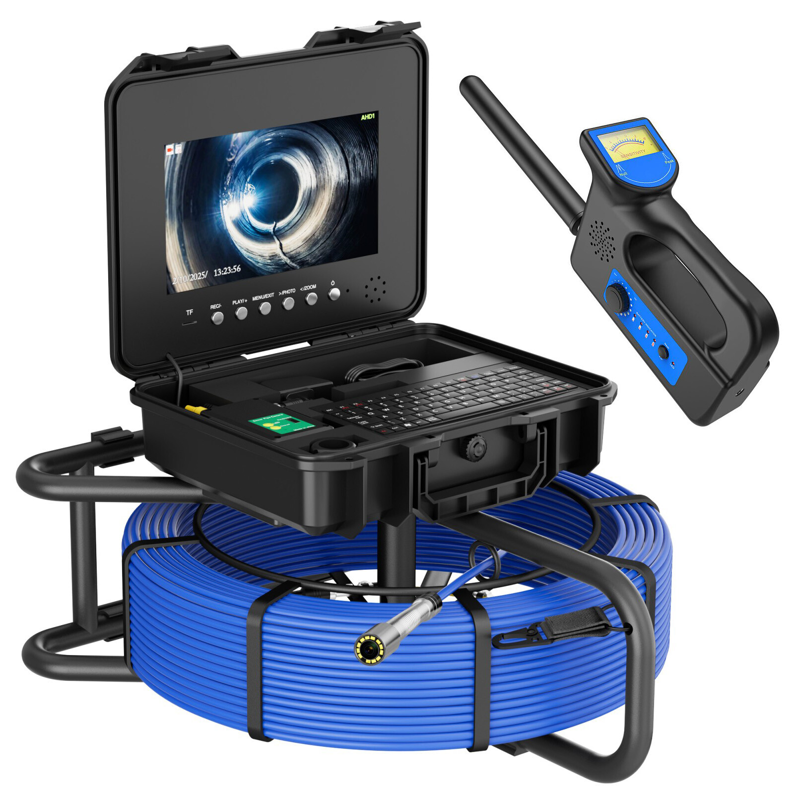 Sewer Drain Camera w/ 512hz Locator Pipe Inspection Camera Self Leveling 50m