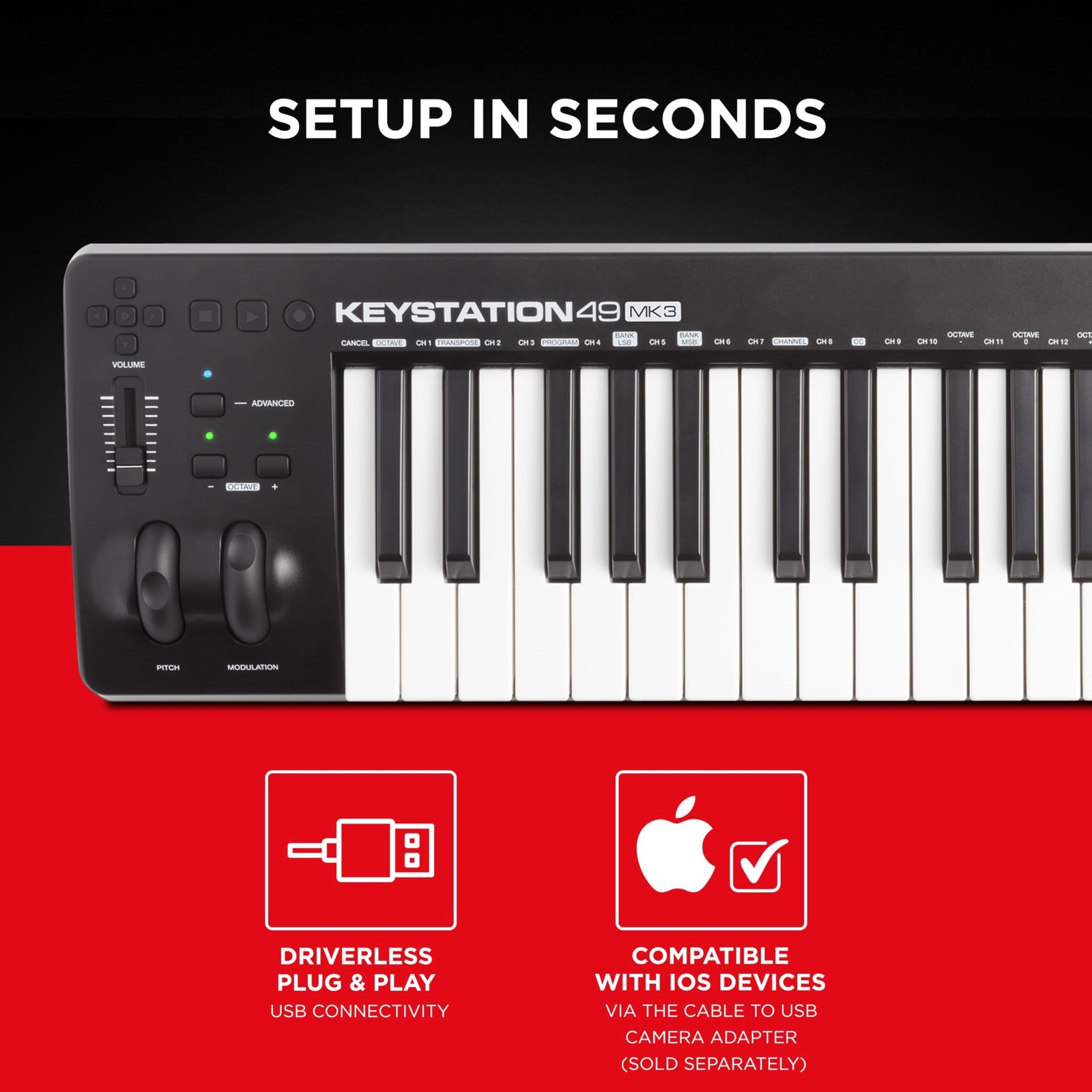 Keystation 49 MK3 - Synth Action 49 Key USB MIDI Keyboard Controller with Ass...