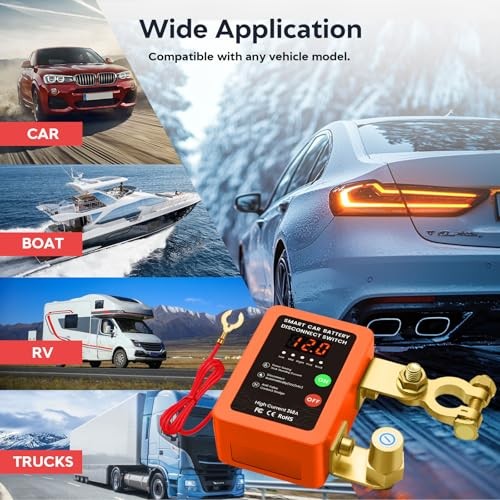 Kill Switch for Car - 12V Remote Battery Disconnect Switch Smart Orange Led