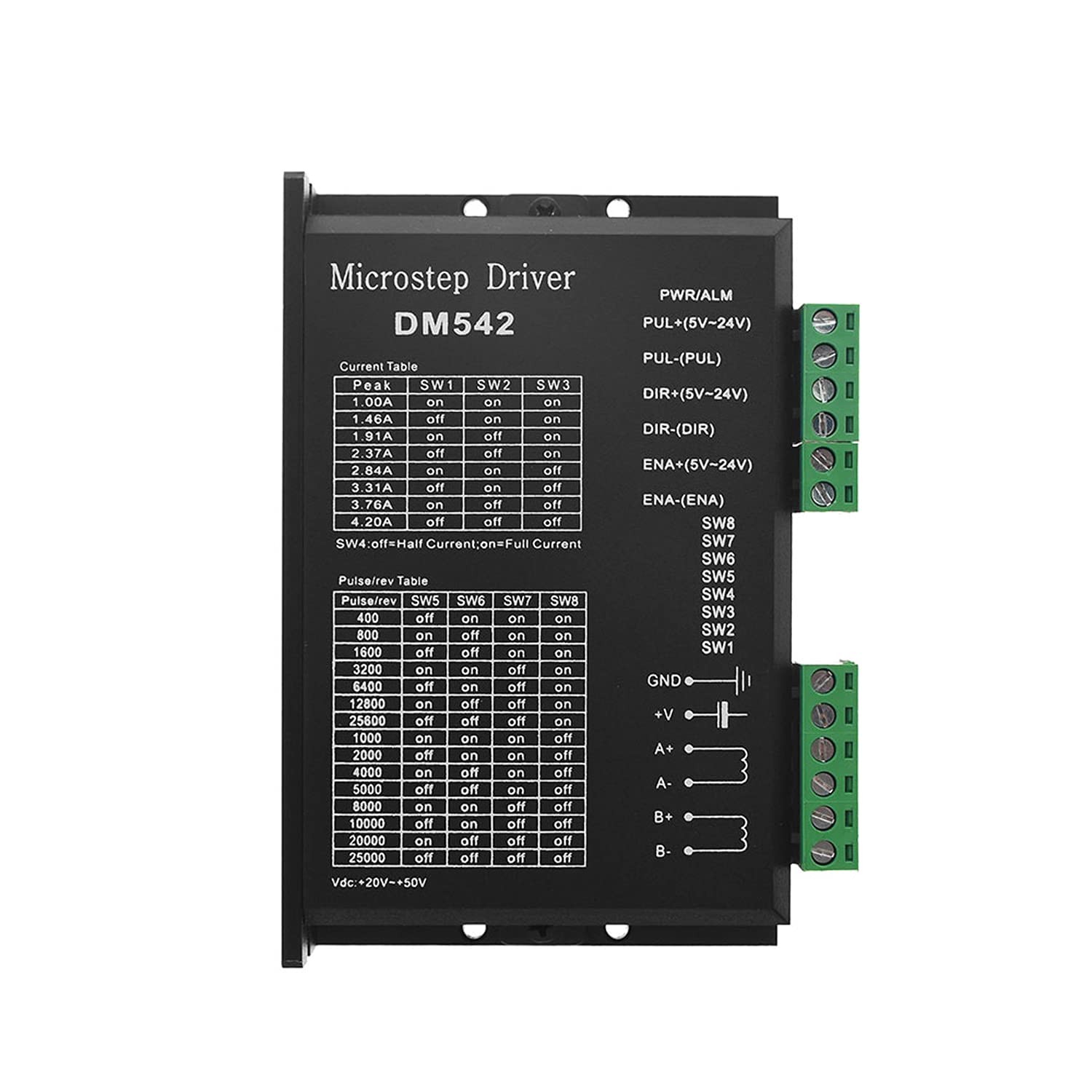 Tofelf CNC Digital Microstep Driver DM542 - 2-Phase Stepper Black