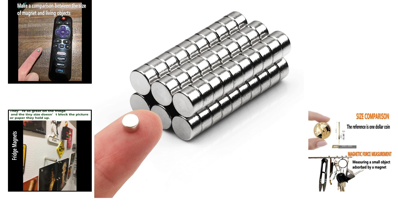 60pcs Durable Mini Round Magnets - Nickel Coated for Crafts & Organization
