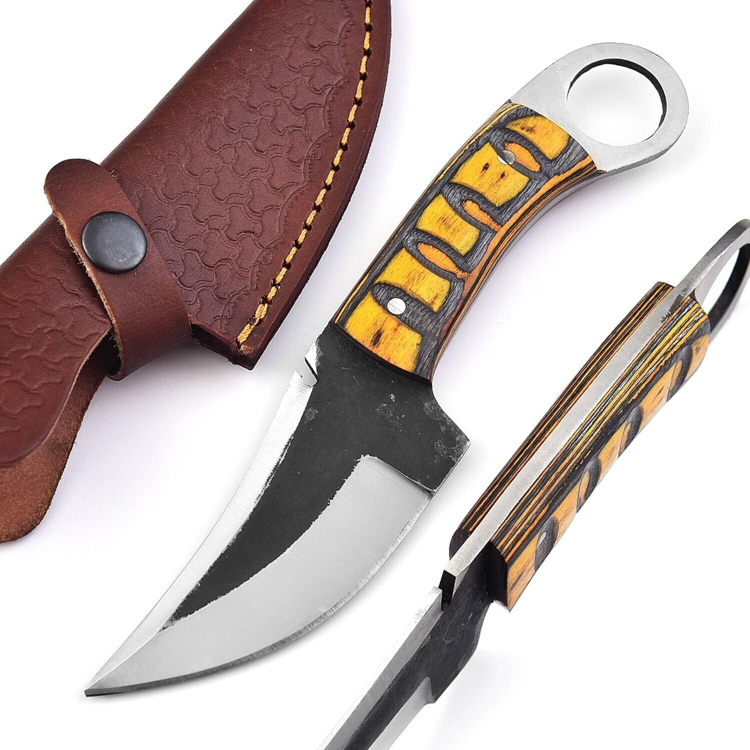 Hand-Forged Bushcraft Tracker Knife – Carbon Steel Full Tang Hunting Knife Sheat