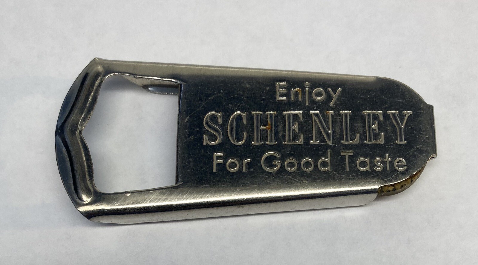 VINTAGE Metal Wood Enjoy SCHENLEY For Good Taste ADVERTISING Beer Bottle Opener