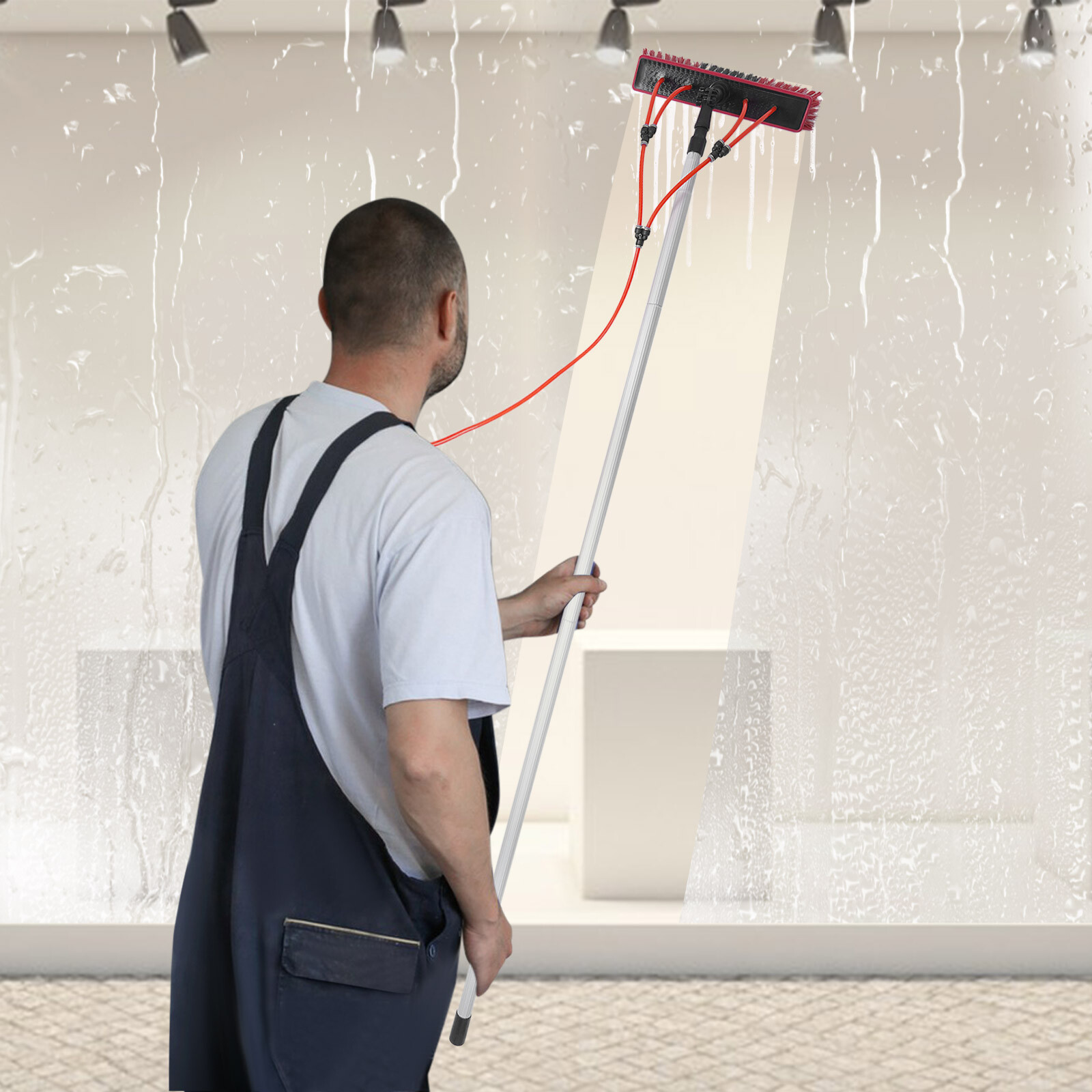 For Window+Solar Panel Clean Washing 24.3FT Water Fed Pole Cleaning Brush Tool