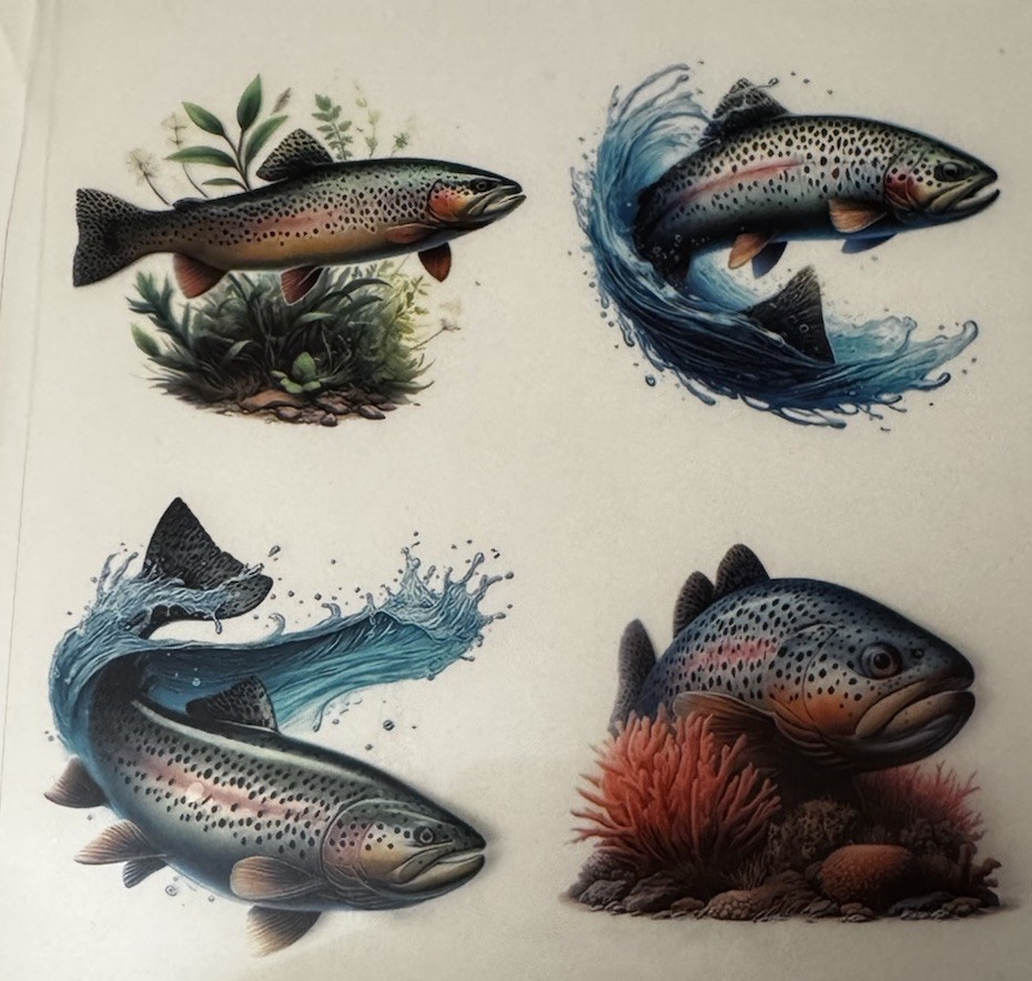RAINBOW TROUT HIGH DEFINITION  4 X STICKER DECAL Trout