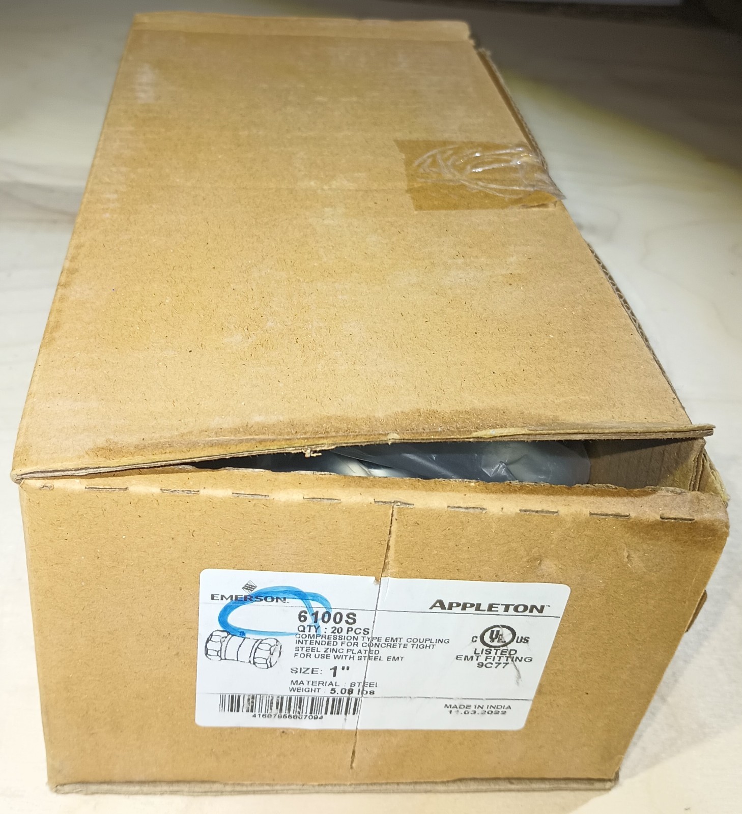 Appleton 6100S 1" Emt Compression Coupling, BOX of 20