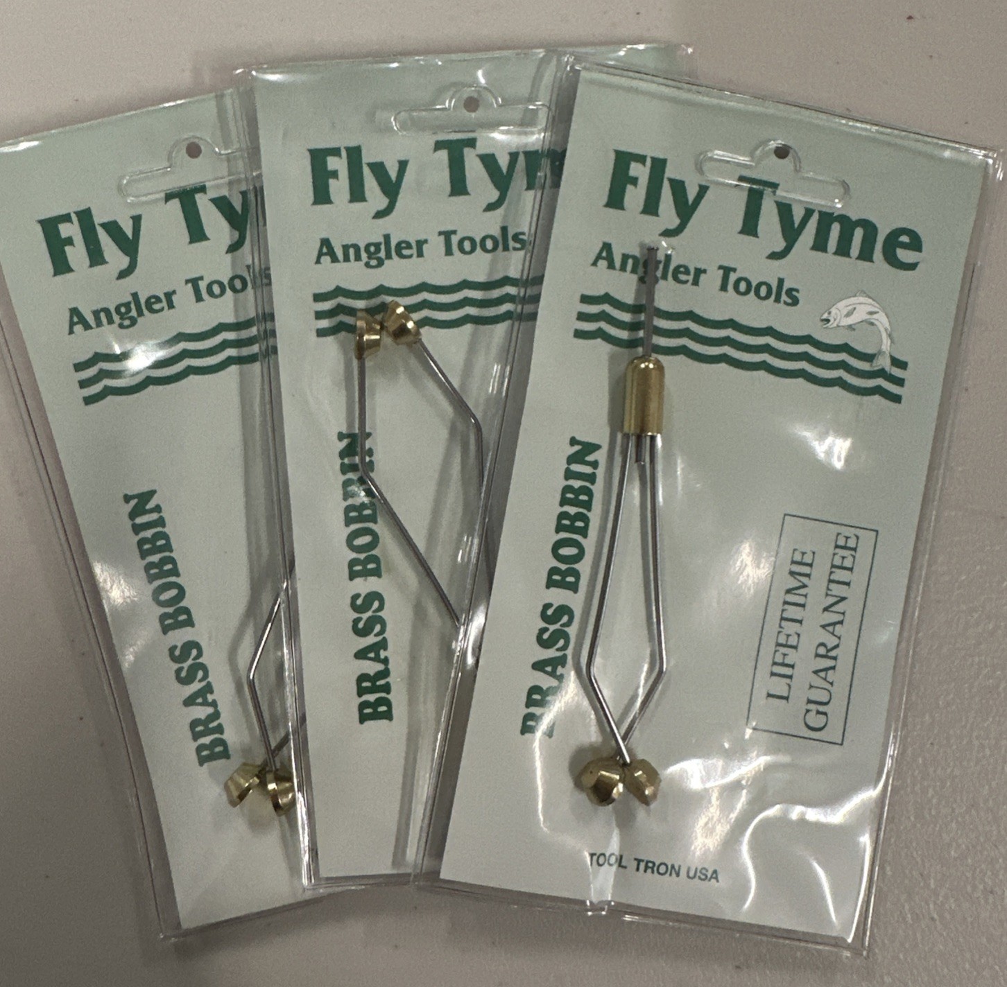 Set of 3 - FLY TYME Brass Bobbin Fly Tying Angler TOOL TRON USA - BRAND NEW!