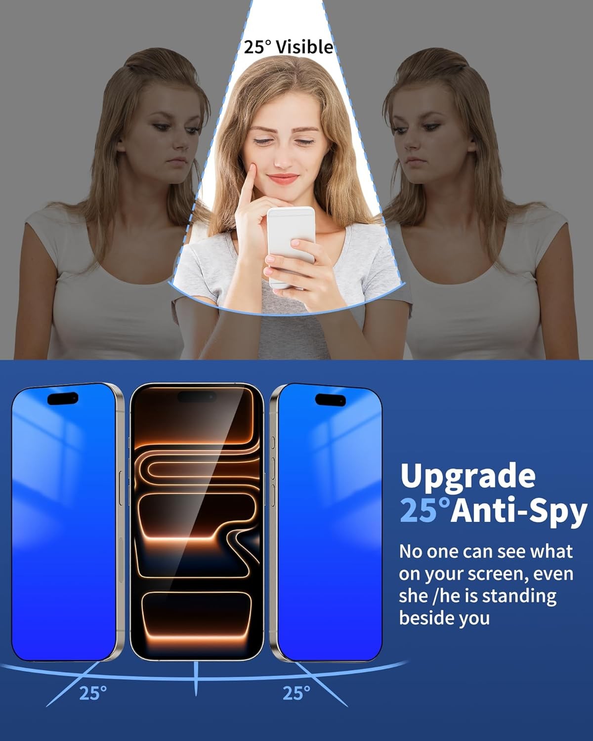 2 Pack Privacy Screen Protector for iPhone 17 Pro For iphone 17 Max Blue