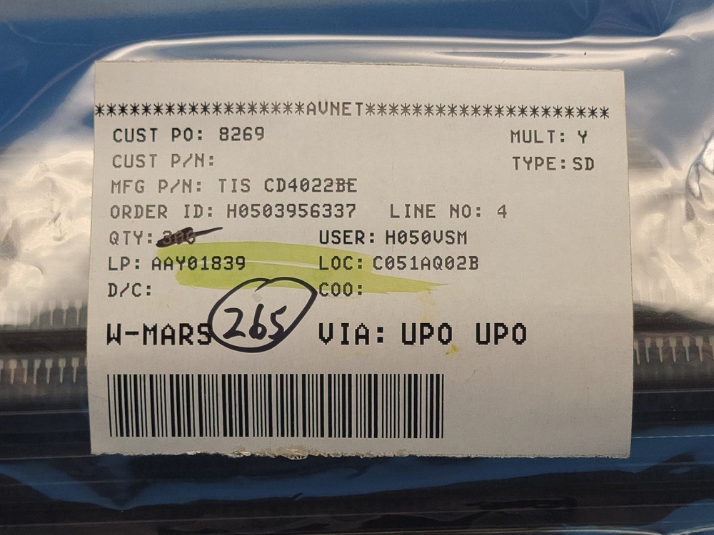 New (179pcs) CD4022BE TEXAS INSTRUMENTS IC Logic