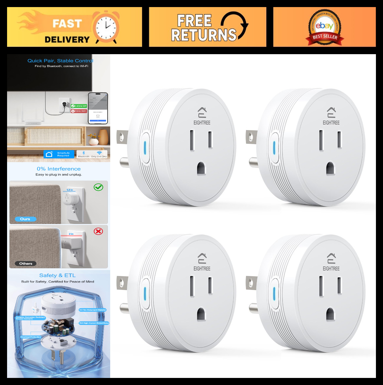 Smart Wi-Fi & Bluetooth Plug for High-Power Appliances, Alexa & Google Home Comp