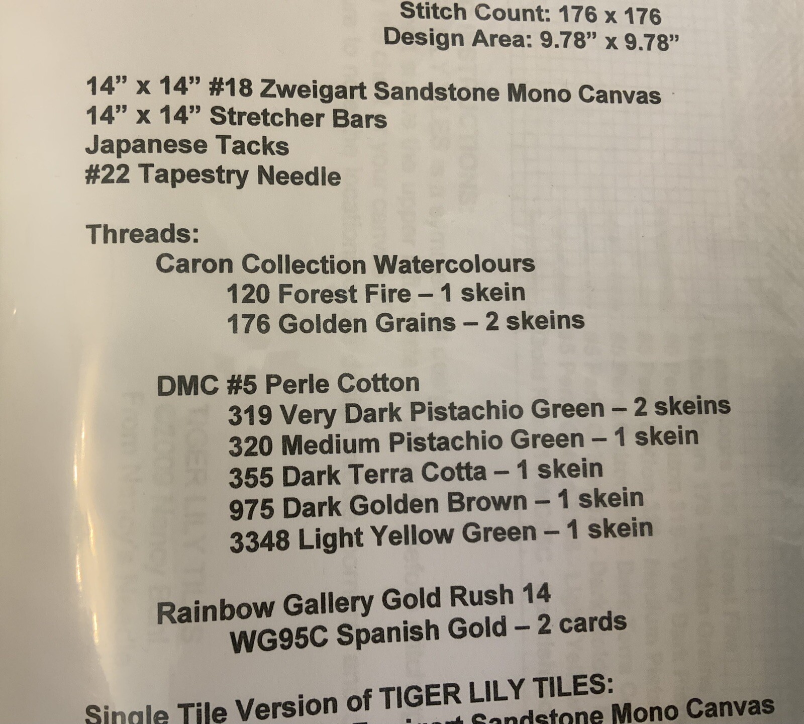 Nancy’s Needle Needlepoint Chart “Tiger Lily Tiles”
