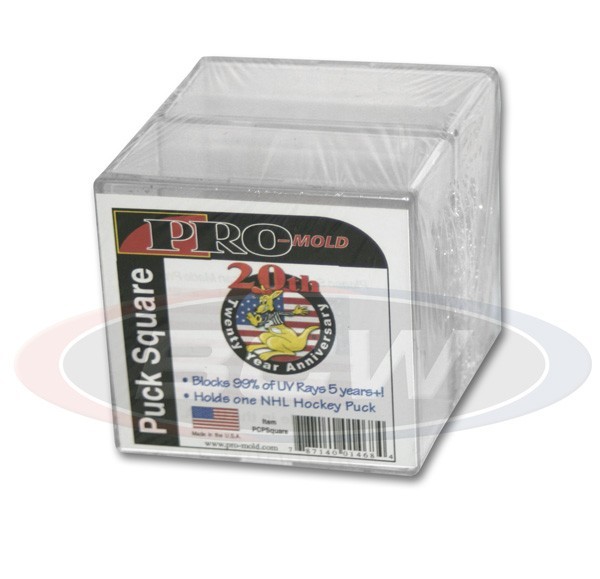 (2-Pack) Pro-Mold Square NHL Hockey Puck Holder Case w UV Protection Made In USA