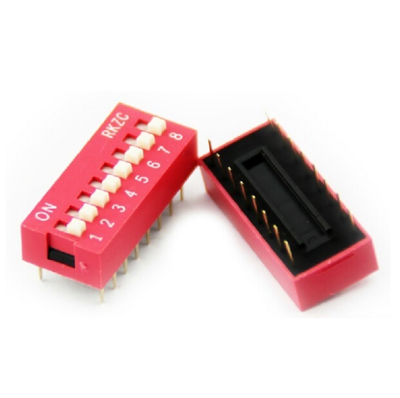 50PCS NEW Red 2.54mm Pitch 8-Bit 8-Positions Way Slide Type DIP Switch Module