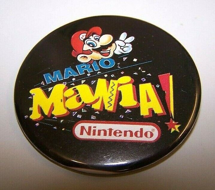 Vtg NEW Super MARIO MANIA Nintendo STORE PROMO Promotional BUTTON Badge PIN BACK