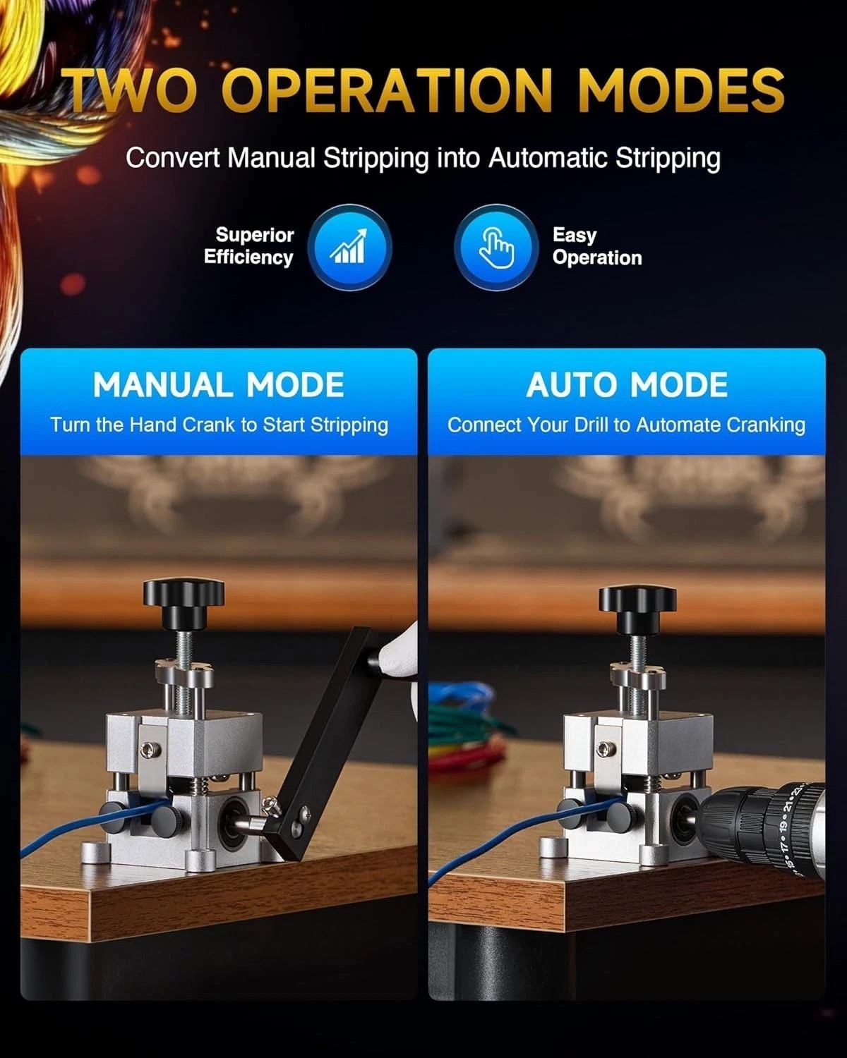 Wire Stripper Machine, 0.06"-1" Manual Wire Stripping Machine, Drill Compatib..,