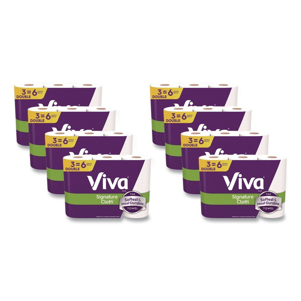 Viva 56530 5.1" x 11" 1-Ply Kitchen Roll Paper Towels - White (8/Carton) New