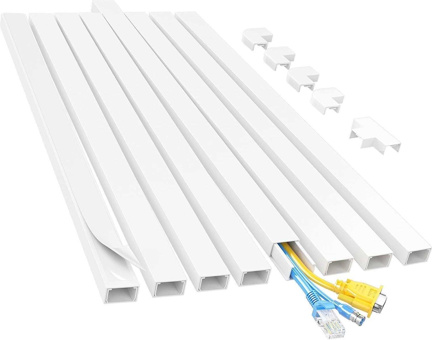 Canal Oculta Cables 113" 0.95" x 0.55" para 2-3 Cables TV Pared Hogar Oficina