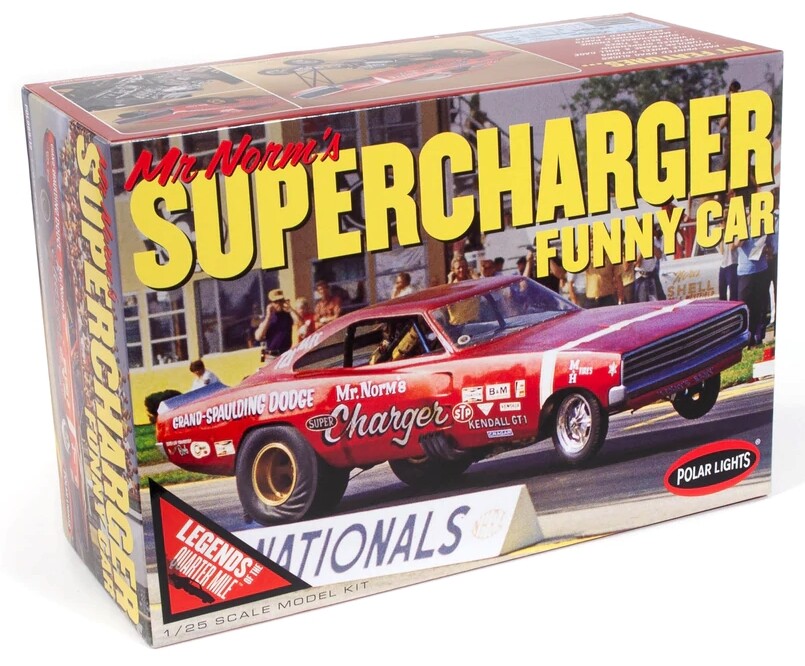 1:25 POLAR LIGHTS Mr Norm's '69 Dodge Charger FUNNY CAR Supercharger MODEL KIT