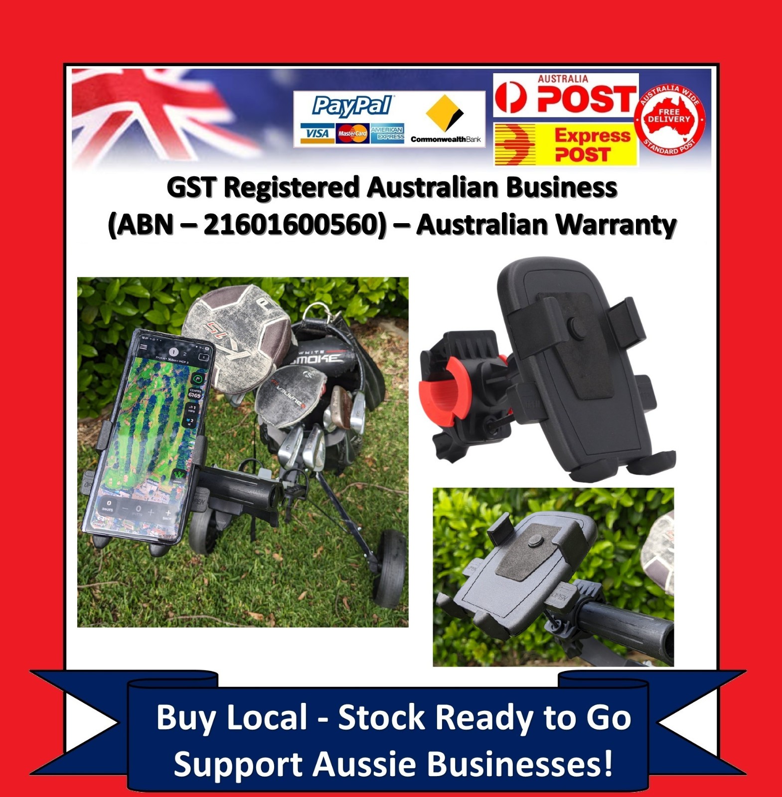Golf Phone Rangefinder Holder Cradle for Buggy Cart eg Bushnell Sureshot iPhone