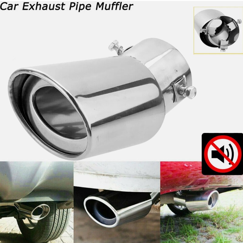 Car Exhaust Pipe Tip Rear Tail Muffler Chrome Stainless Accessories Universal
