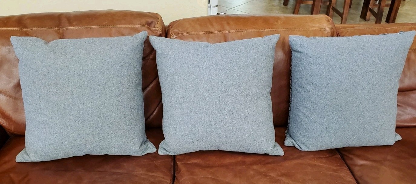 Bernhardt Wool Blend Throw 3 Pillows 21x21 Gray Duck Feather Blend Fill Luxe EUC