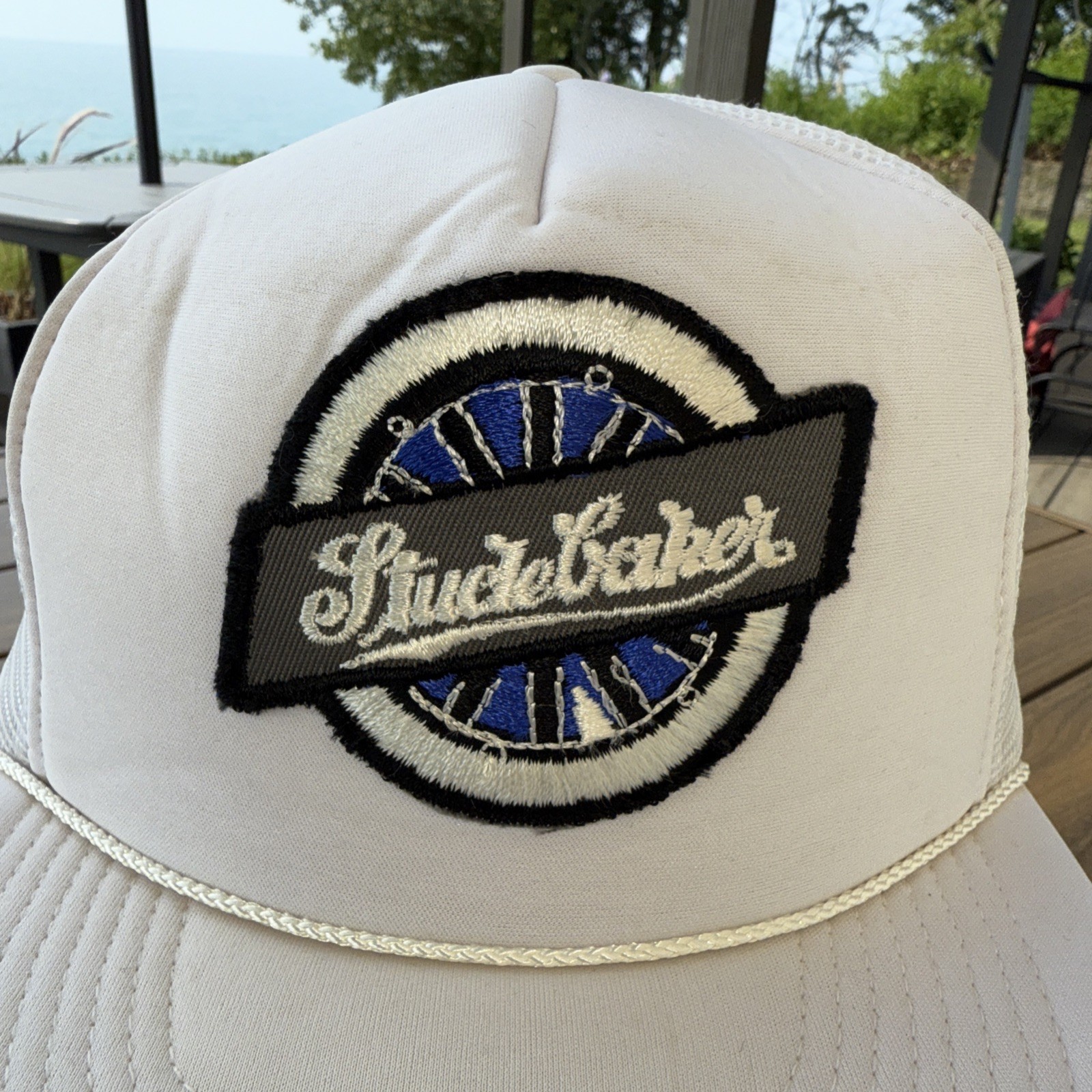 Studebaker Patch on White Foam Trucker Hat Cap Snapback EUC See Photos