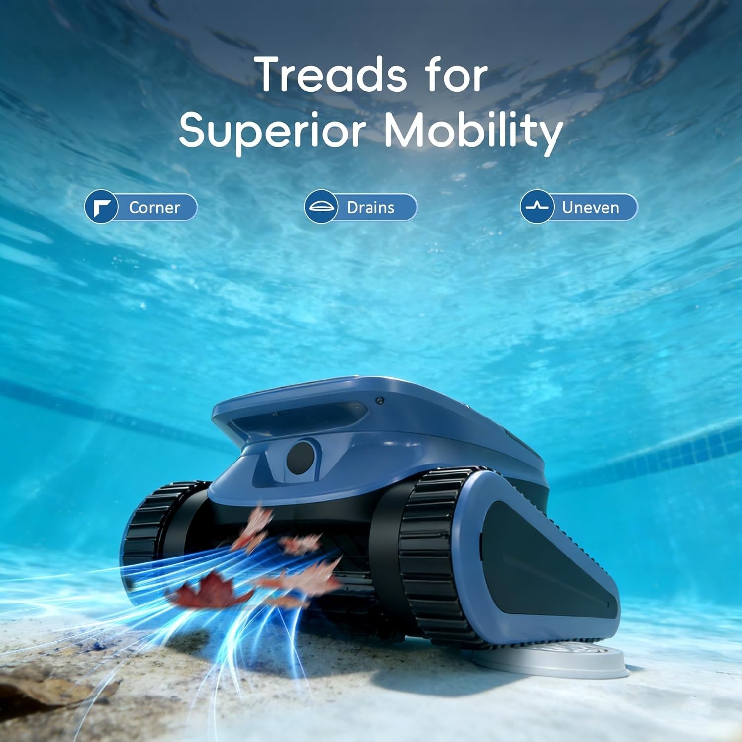 SEAUTO Automatic Robotic Pool Vacuum Cleaner, Wall Climbing 4 Cleaning Modes,APP