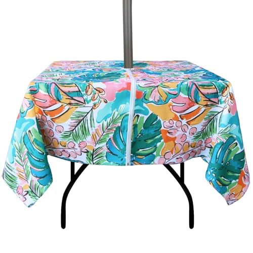 Outdoor and Indoor 60x60 inch Tablecloth 60" x 60" (Square) Tropical Leave