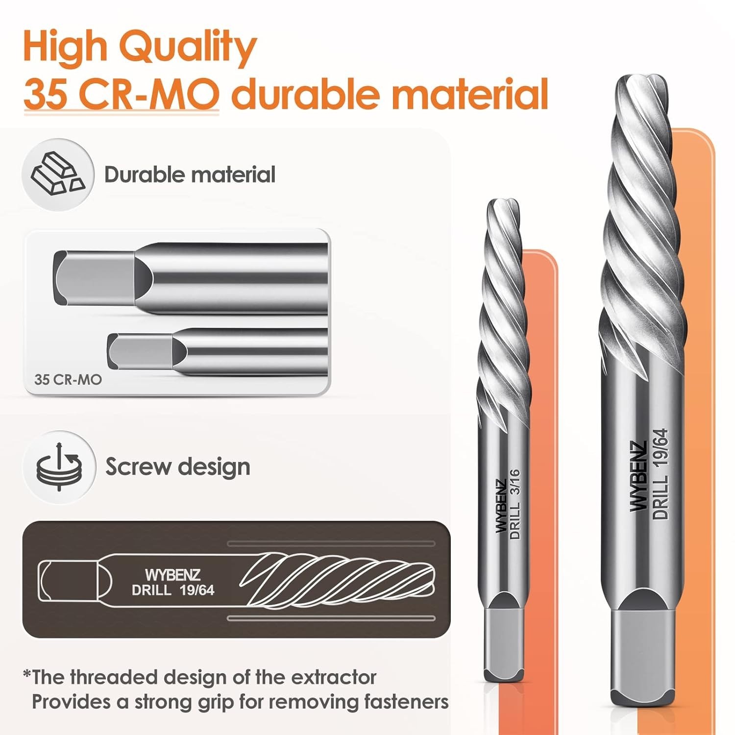 High-Quality CR-MO Bolt Extractor Set - Easy Out for Stripped & Broken Screws
