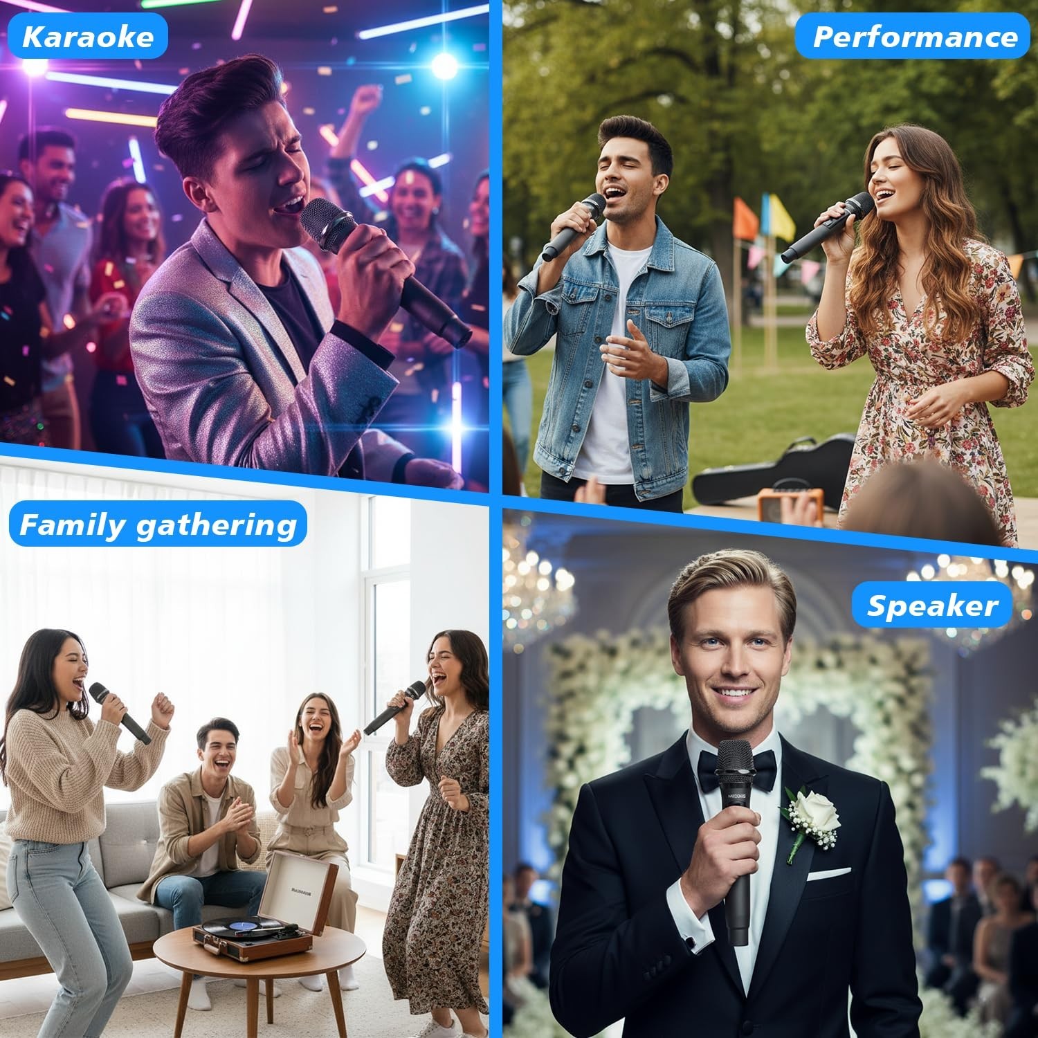 Rechargeable Wireless Handheld Microphone | 160Ft Range, Stable Connection for K