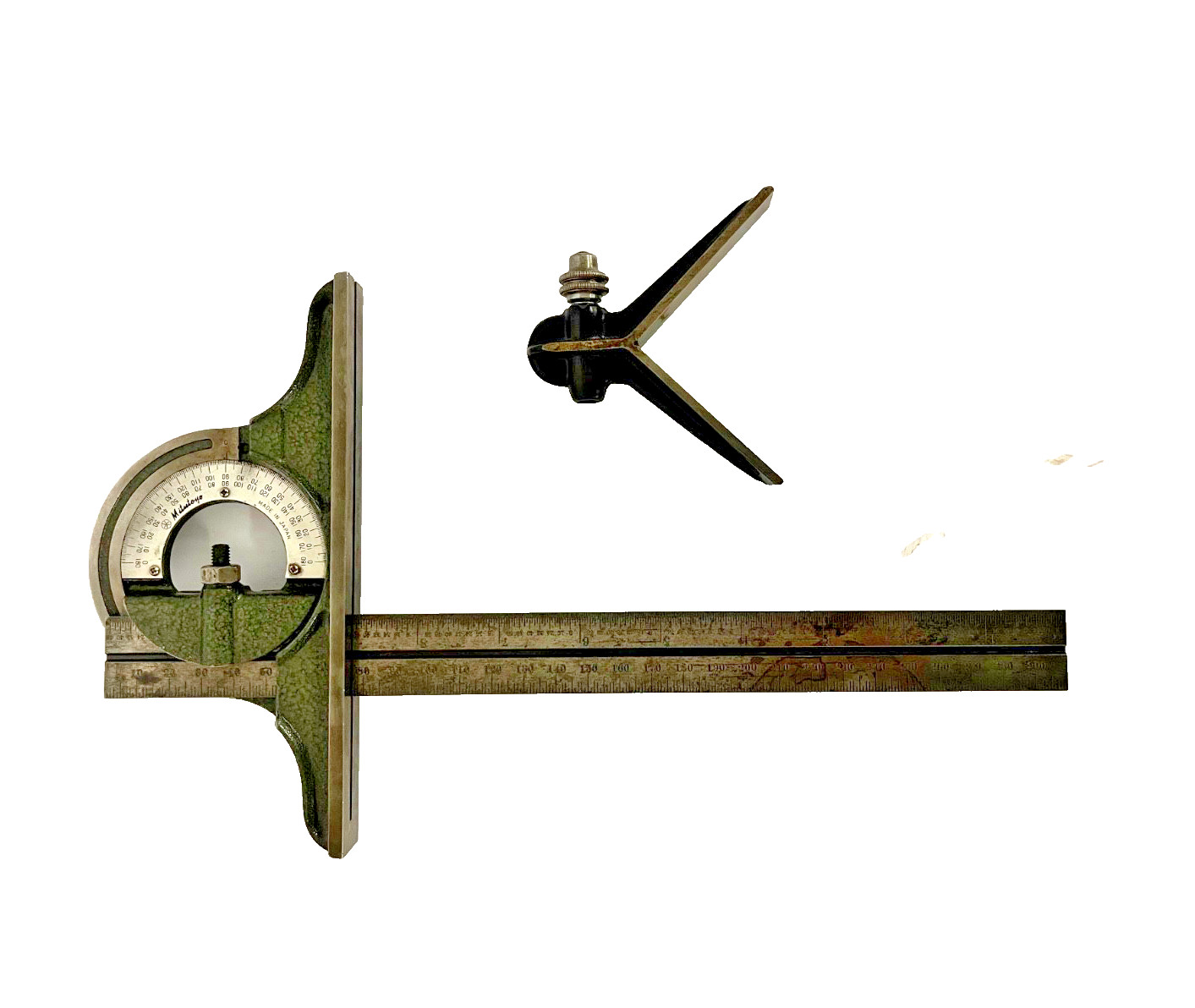 Mitutoyo Precision Protractor w/12" Rule Blade, Plus Center Head.