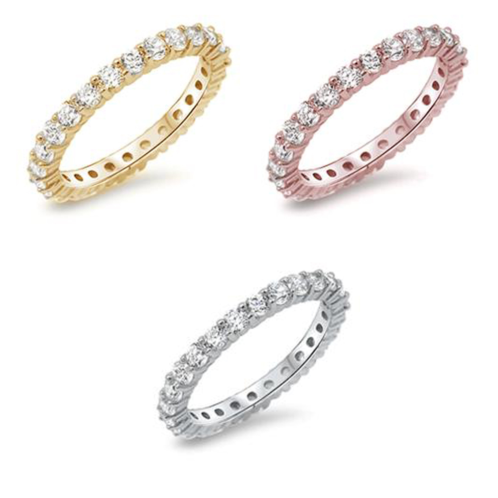 CZ Stackable Eternity Anniversary & Wedding Promise 925 Sterling Silver Ring