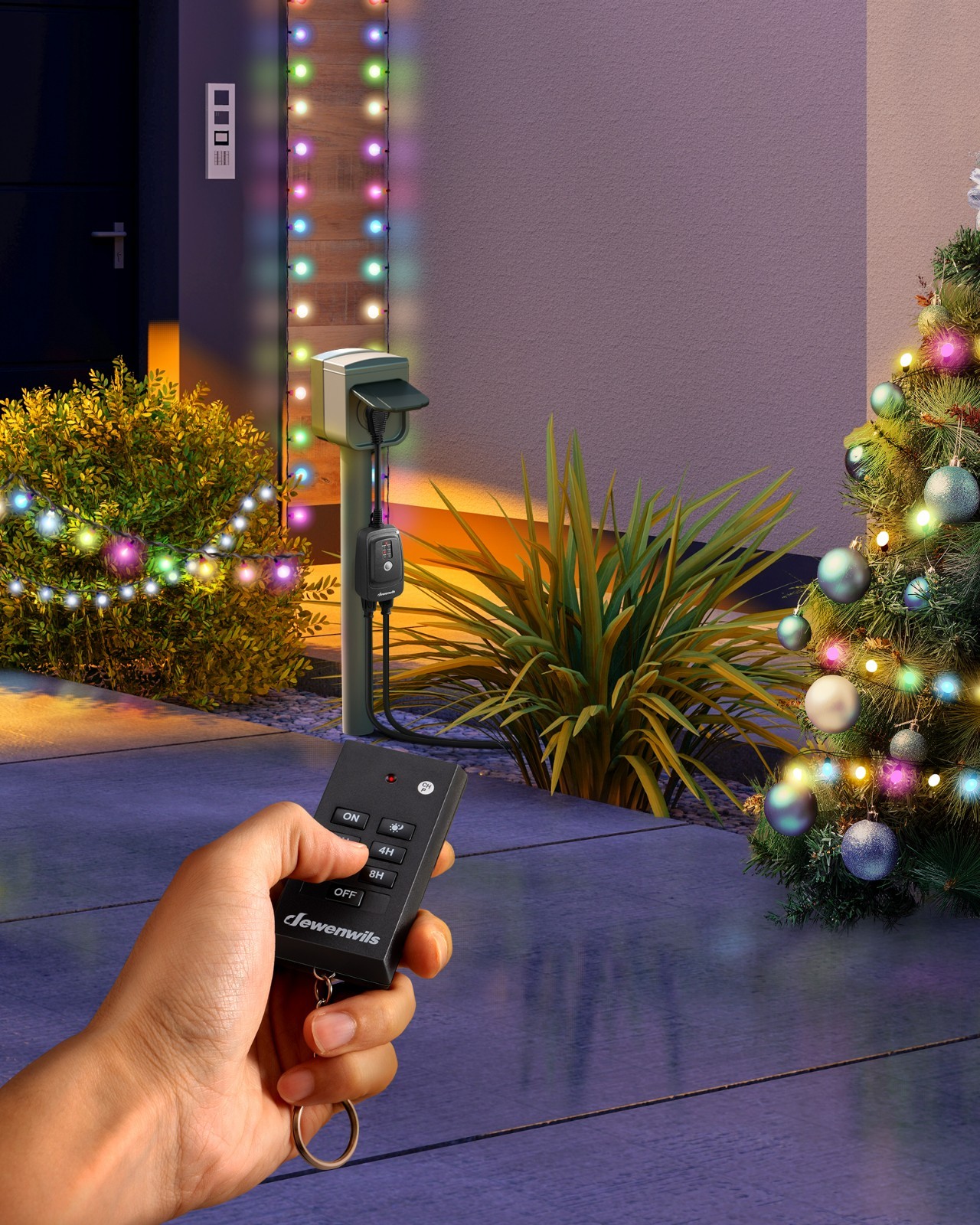 DEWENWILS Christmas Light Timer Outdoor, Dusk to Dawn Sensor & Remote Control