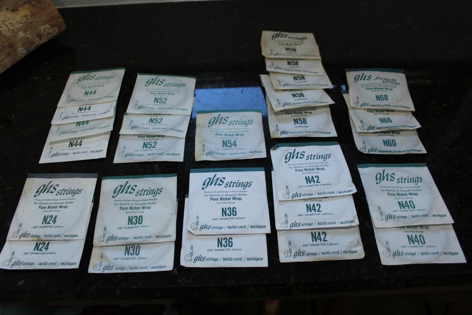 Vintage GHS Guitar Strings Lot of 27 Electric & Acoustic Nickel Wrap Semi Flat