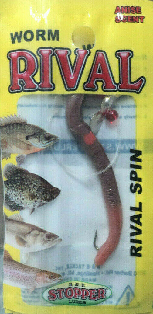 K & E Stopper Lures Worm Rival Spin, SIX Packs, 2-1/2" long, Natural  #WRSP1PK-8
