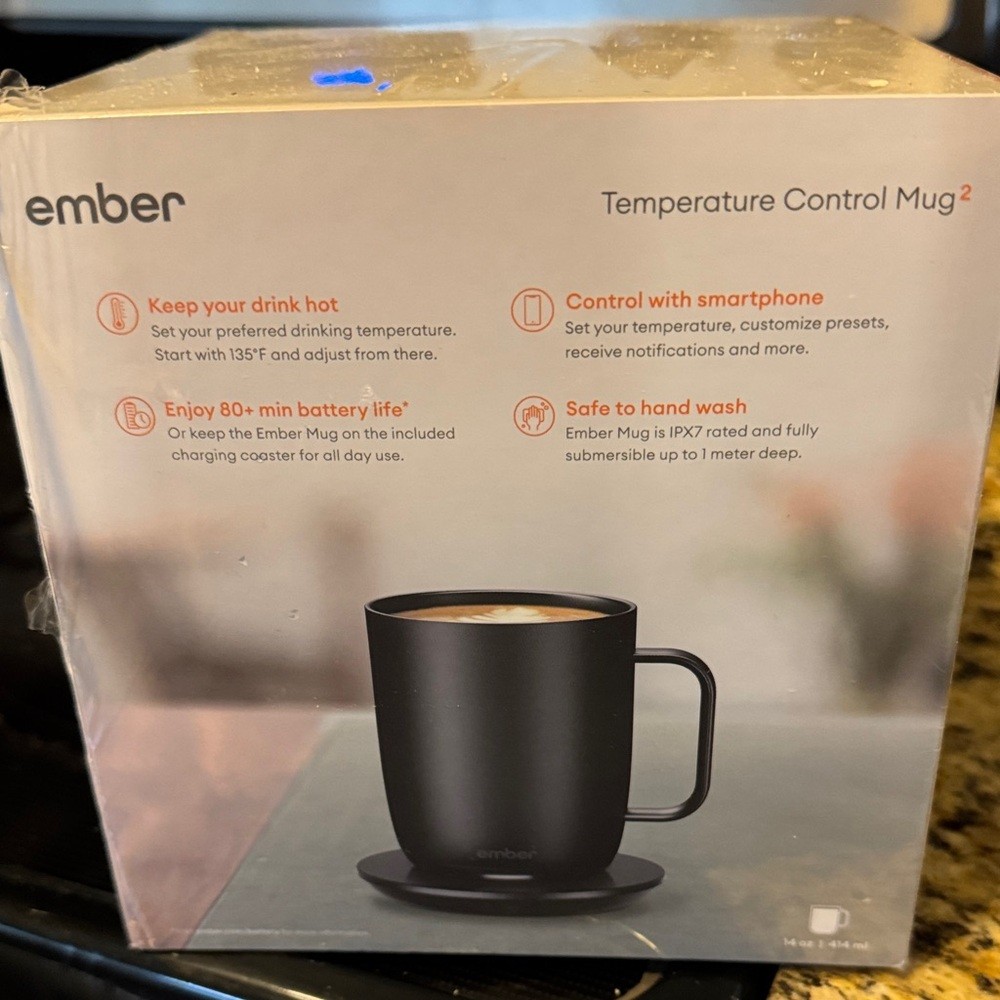 Ember NEW IN BOX 14 OZ Charcoal Temperature Control Mug 2