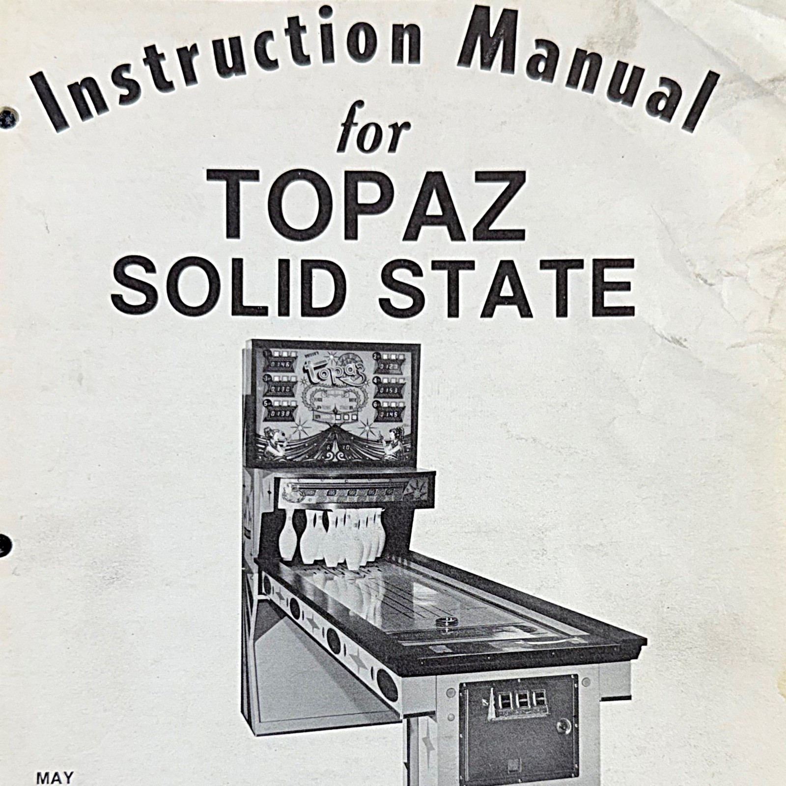 Williams Topaz Shuffle Bowler Game Machine Manual ORIGINAL