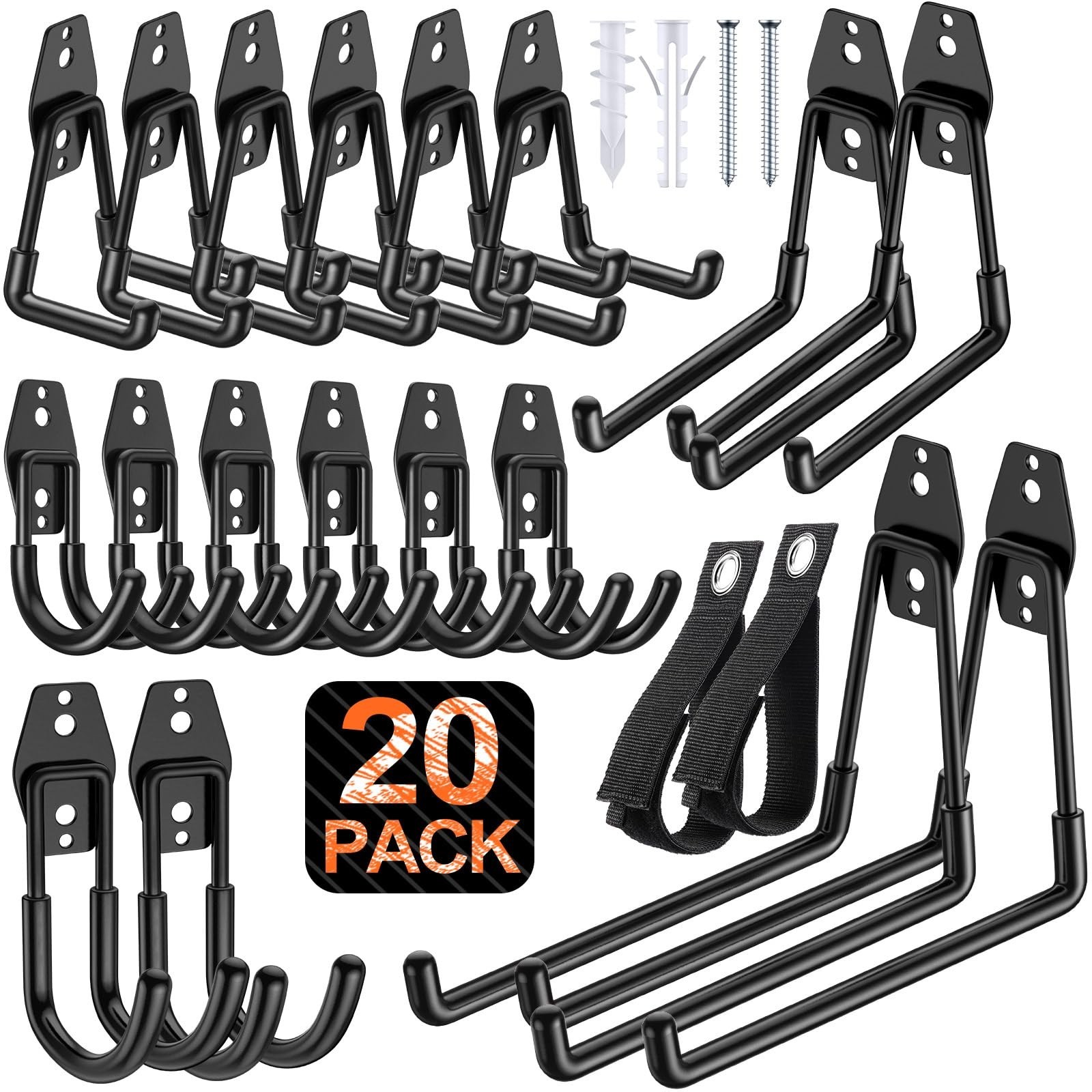 MKRUI 20-Pack Garage Hooks for Storage & Hanging Items, Save Space | Hangs Bi...