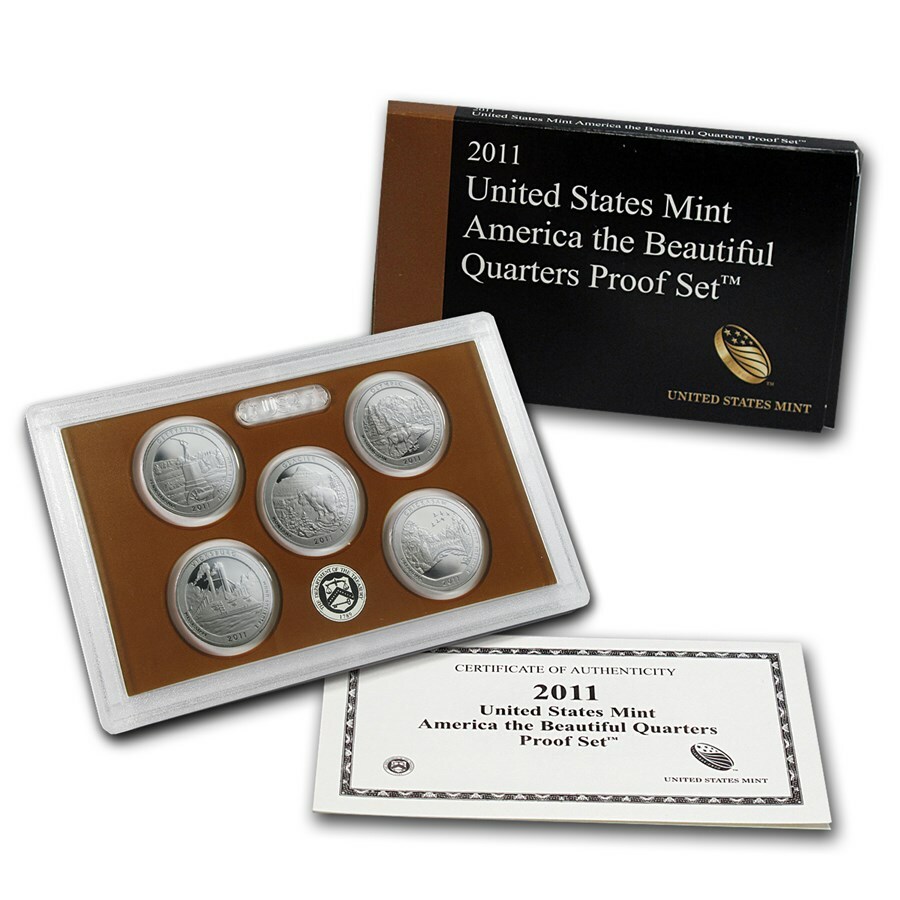 (1) 2011 S United States America The Beautiful Quarter Proof Set Orig. Box & COA