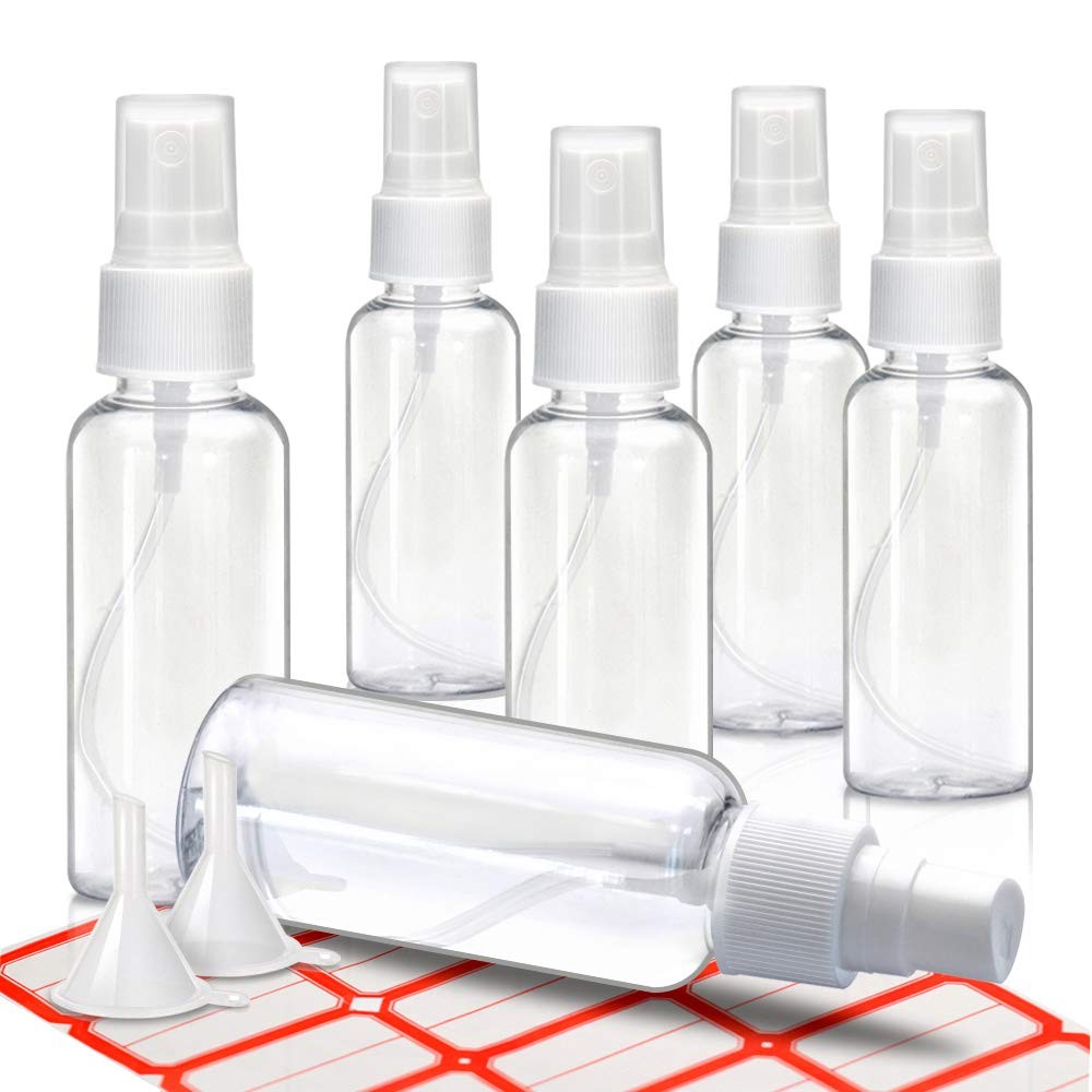 6 Pack 2oz Mini Spray Bottles Clear Travel Size Spray Bottles Liquid Containers